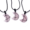 Adjustable Natural Rose Quartz Moon Pendant Necklace NJEW-B086-02G-1