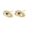 Eyes Brass Micro Pave Cubic Zirconia Stud Earrings EJEW-C186-20G-03-4