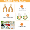 8 Pairs 8 Style Alloy & Raffia & Wood & Polyester Dangle Stud Earrings for Women EJEW-FI0002-76-3