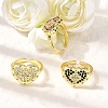 Brass Micro Pave Cubic Zirconia Cuff Rings for Women RJEW-F188-05G-1