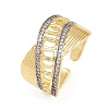 Brass Micro Pave Cubic Zirconia Cuff Rings RJEW-D326-10G-4