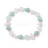 Natural Rose Quartz & Amazonite & Quartz Beads Stretch Bracelets for Women BJEW-JB13189-2