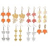 8 Pairs 8 Styles Maple Leaf Alloy Enamel Dangle Earrings EJEW-JE06137-1