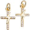 Rack Plating Brass Micro Pave Cubic Zirconia Pendants KK-BBC0017-92C-1