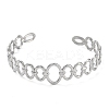 Non-Tarnish 304 Stainless Steel Hollow Oval Cuff Bangle for Women BJEW-D061-04P-1