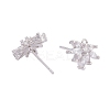 4 Pairs 2 Style Brass Micro Pave Clear Cubic Zirconia Stud Earring Findings KK-ZZ0001-07-5