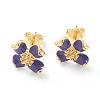 Brass Enamel Stud Earrings EJEW-J101-22G-02-1
