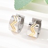 Two Tone 304 Stainless Steel Stripe Hoop Earrings EJEW-L307-04GP-01-1