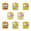 8Pcs 4 Colors Golden Alloy Resin Pendants FIND-CJ0004-91-1