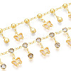 Brass Glass Butterfly Charm Link Chains CHC-T018-12B-G-1