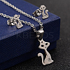 304 Stainless Steel Rhinestone Pendant Necklaces and Stud Earrings Jewelry Sets X-SJEW-D070-16P-1