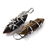 Natural Tiger Eye Double Terminal Pointed Pendants G-C144-03P-04-2