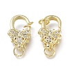 Brass Micro Pave Clear Cubic Zirconia Lobster Claw Clasps ZIRC-Q024-20G-1