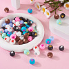  50Pcs 10 Colors Round with Star Food Grade Eco-Friendly Silicone Beads SIL-TA0001-47-11