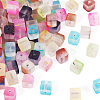 100Pcs 10 Colors Frosted Glass Beads with Golden Glitter Powder DGLA-TA0001-33-2