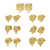 Brass Micro Pave Clear Cubic Zirconia Stud Earring Findings KK-S530-01G-1