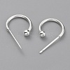 Brass C-shaped Hoop Circle Ball Stud Earrings KK-O131-07S-2