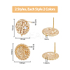 8Pcs 4 Style Flat Round with Flower Brass Micro Pave Clear Cubic Zirconia Stud Earrings Findings KK-DC0002-90-2