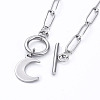 Non-Tarnish Moon 304 Stainless Steel Pendant Necklaces X-NJEW-JN02888-02-3