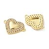 Rack Plating Brass Cubic Zirconia Heart Connector Charms KK-C084-08D-G-2