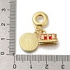 Brass Red & Green Enamel European Dangle Charms KK-R002-21G-3