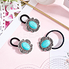 3Pcs Alloy & Resin Imitation Synthetic Turquoise Hair Ties OHAR-CY0001-10A-3