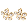Flower 304 Stainless Steel Plastic Imitation Pearl Stud Earrings for Women EJEW-G444-04G-2