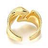 Rack Plating Brass Micro Pave Cubic Zirconia Open Cuff Rings for Women RJEW-M022-20G-3