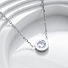 Flat Round 304 Stainless Steel Cubic Zirconia Pendant Necklaces & Bracelets & Stud Earrings Sets for Women SJEW-C004-19P-2
