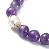 Natural Amethyst & Pearl Beaded Stretch Bracelet for Women BJEW-JB09384-03-3