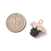 Resin Glass Seed Beaded Flower Pendants PALLOY-MZ01106-03-2