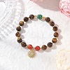 Natural Striped Agate & Tiger Eye Round Beaded Bracelets BJEW-JB11934-03-1