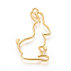Zinc Alloy Easter Bunny Open Back Bezel Pendants PALLOY-E564-04G-2