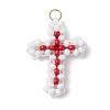 Beaded Cross Charms PALLOY-GD00002-05-1