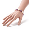 Natural Amethyst & Pearl Round Beaded Stretch Bracelet for Women BJEW-JB09246-01-4