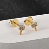 Key 925 Sterling Silver Micro Pave Clear Cubic Zirconia Stud Earrings for Women EJEW-K307-03B-G-3