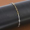 304 Stainless Steel Dapped Chains Bracelets for Women BJEW-D466-08A-GP-1