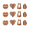 8Pcs 4 Styles Transparent Resin & Walnut Wood Stripe Pendants RESI-CJ0001-218-4