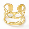 Ion Plating(IP) 304 Stainless Steel Wide Hollow Open Cuff Ring for Women RJEW-G275-02G-2