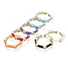 Clear Cubic Zirconia Bamboo Shape Open Cuff Ring with Enamel for Women RJEW-N035-101-1