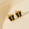 304 Stainless Steel Exaggerated Footprint Stud Earrings LS-BU6703-3-1