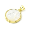 Rack Plating Brass Pave Natural Shell Pendants KK-A204-01B-03G-2