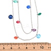 304 Stainless Steel Ball Chain Colorful Cubic Zirconia Flat Round Tassel Double Layer Necklaces for Women NJEW-A051-05P-5