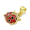 Rack Plating Brass Micro Pave Clear Cubic Zirconia with Enamel Pendant KK-B091-37G-01-2