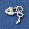 925 Sterling Silver Key & Heart Lock Charms with 925 Stamp and Jump Rings FIND-U013-04S-2