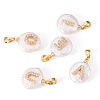 5Pcs 5 Styles Natural Cultured Freshwater Pearl Nuggets with Letter Pendants KK-TA0002-37-2