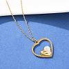 304 Stainless Steel with Polymer Clay Crystal Rhinestone Heart Pendant Necklaces for Women NJEW-A064-03G-1