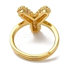 Rack Plating Letter Brass Micro Pave Clear Cubic Zirconia Adjustable Rings for Women KK-S391-03G-Y-3
