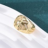 Brass Micro Pave Clear Cubic Zirconia Wide Cuff Rings for Women RJEW-U047-32G-1