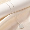304 Stainless Steel Flat Round Coin Pendant Cable Chain Necklaces for Women LS-STAS-Z108-02S-01-3